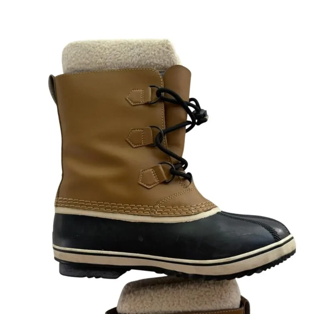 Sorel Pac Boots Ladies Size 7 Tan Rubber Waterproof Rain Winter